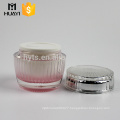 elegant pink stripy round fancy cosmetic jars